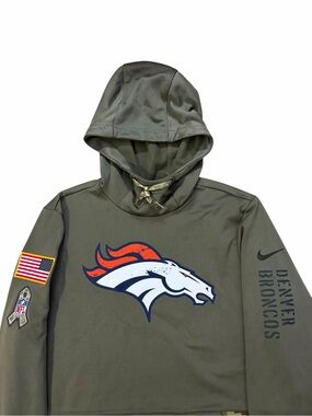 Nike Salute To Service Denver Broncos Hoodie Mens Medium Army Green USA